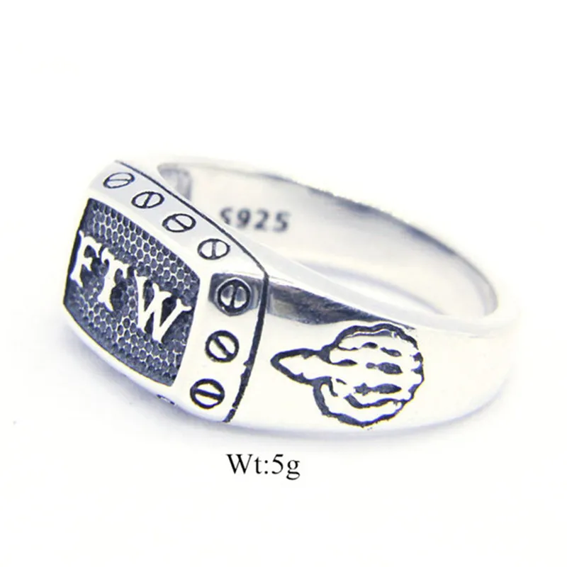 Nyaste 925 Sterling Silver FTW Cool Ring S925 Säljer Lady Girls Biker Fashion Malse Finger Ring2636