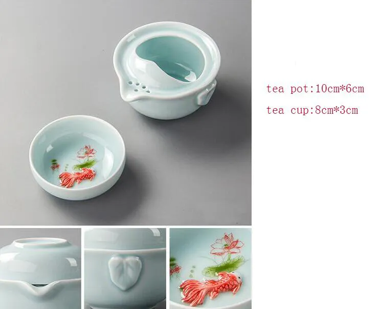 Quik Cup 1 Pot i 1 szklanka Celadon Office Travel Kungfu Czarna herbata Drinkware Green Tea Tool T309315X