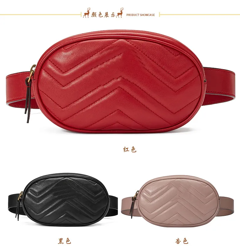 Toppkvalitetsdesignväskor Kvinnor Marmont Leather Handväskor Män Crossbody Väskor Fanny Packs Midjepåsar Bum Bag Handväska Lady Belt Bag 231T