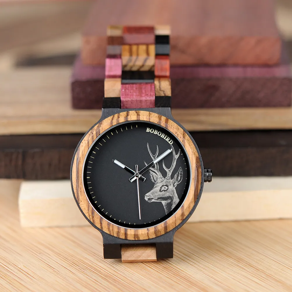 Curren Watch Wood Men älg Analog Japan Quartz Luxury Men's Watches Trevliga gåvor släpper OEM245M