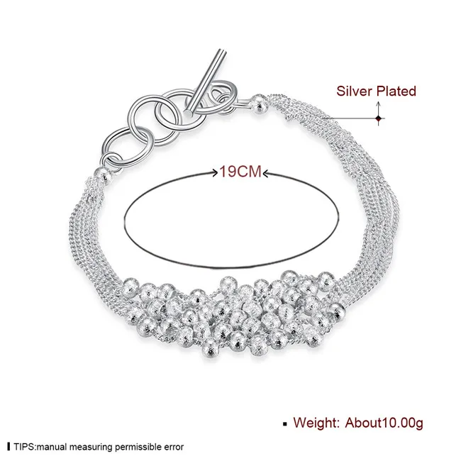 Pulseira de contas de areia de seis linhas banhada a prata;Presente de casamento moda masculina e feminina pulseira de prata 925 SPB030221d
