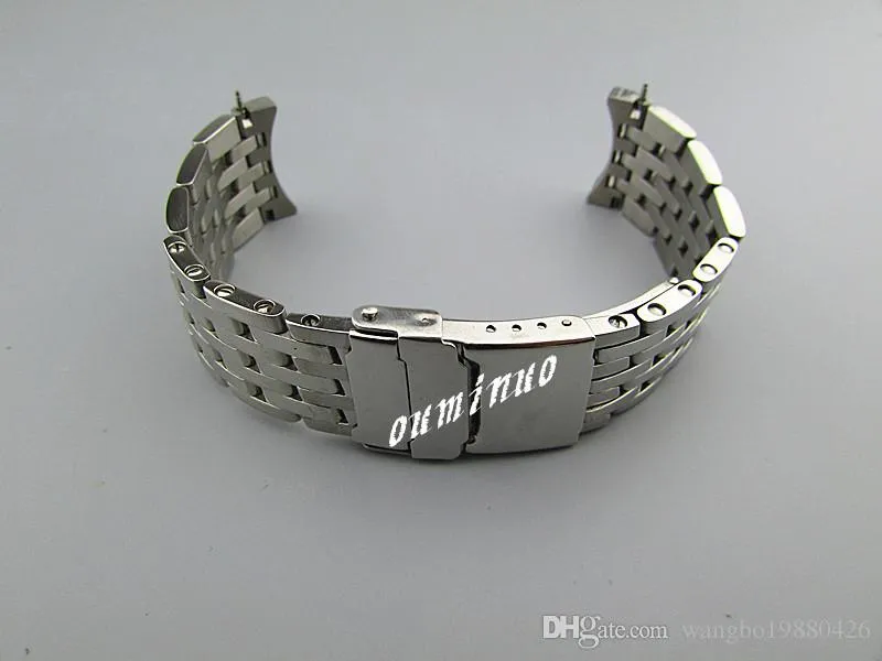 22mm New High quality SS Polishing brushed Curved End Watch Bands Bracelets For Breitling Watch260f