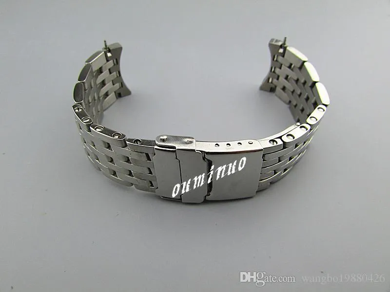 Braccialetti cinturini orologi con estremità curva spazzolata lucidatura SS di alta qualità da 22 mm CREITLING Watch313t