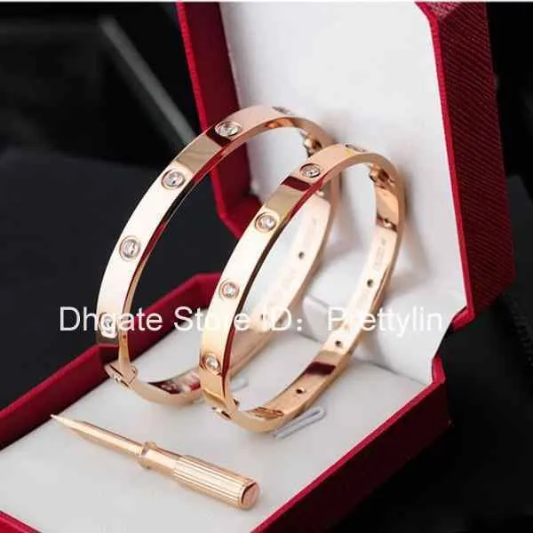 Populär mode ny ros guld 316L rostfritt stål skruvbangle armband med skruvmejsel och originallåda förlora aldrig armband