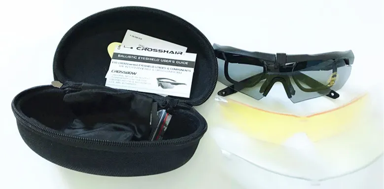 Alta calidad Crossbow Deportes al aire libre Ejército Gafas a prueba de balas Gafas de sol 3 lentes Caja original al por menor Gafas 292P