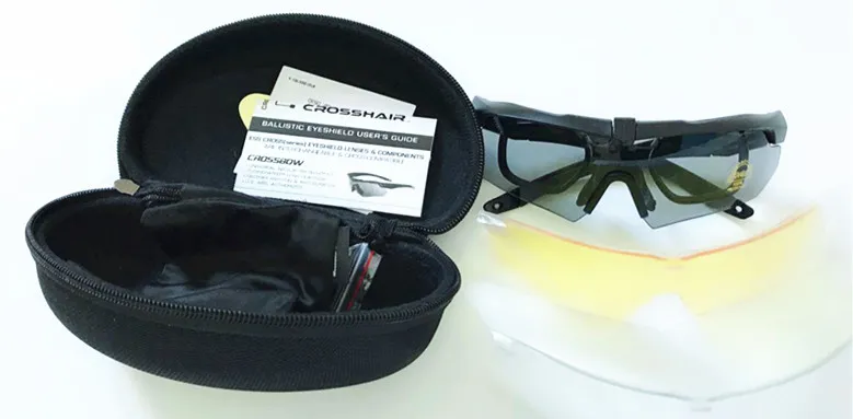 نظارات عالية الجودة Crossbow Outdoor Sports Army Bullet Prack-Prable Goggles Sunglasses 3 Lens Original Retail Box Eyewear 195W