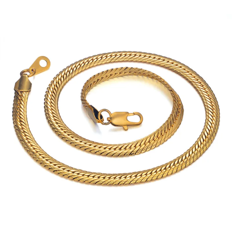 Toda la cadena de oro larga de la vendimia para los hombres collar de cadena de Hip Hop 8 MM Color oro grueso collares de acera joyería de los hombres Colar Coll229j