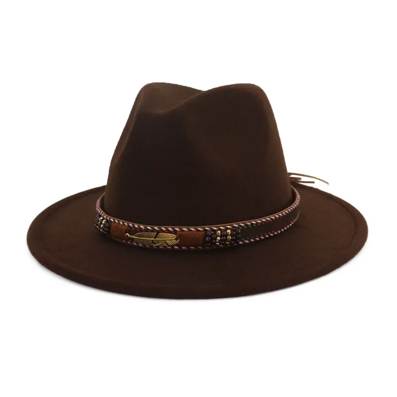 Cool design retro hårt filt kvinnor män viker brim bowler derby jazz fedora hatt panama gambler hattar260g