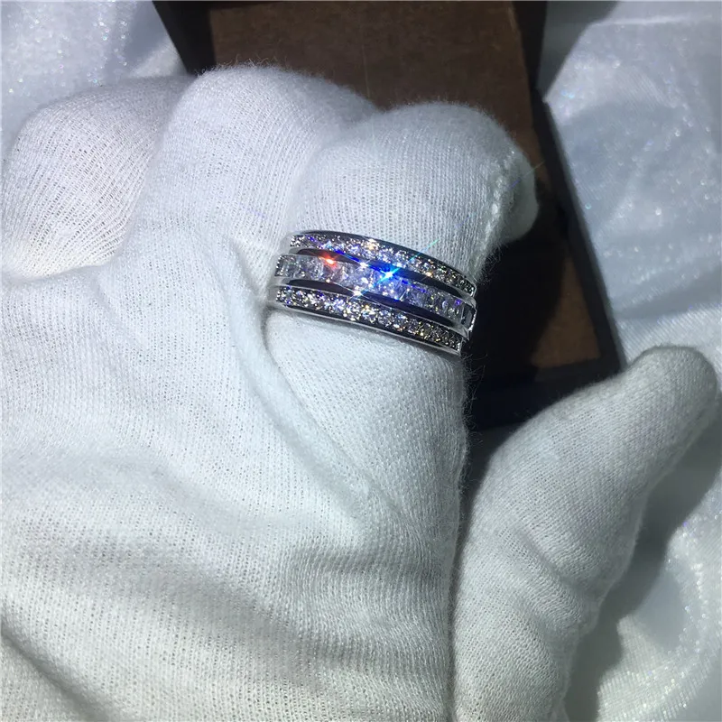 Smycken manlig ring 3mm 5a zirkon cz vitt guldfylld fest engagemang bröllop band ring för män storlek 5-11 s181016082498