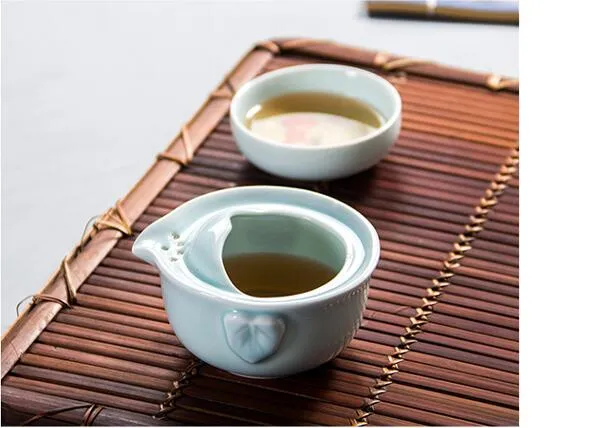 Quik copo 1 pote e 1 xícara celadon escritório viagem kungfu conjunto de chá preto drinkware ferramenta de chá verde T309229M