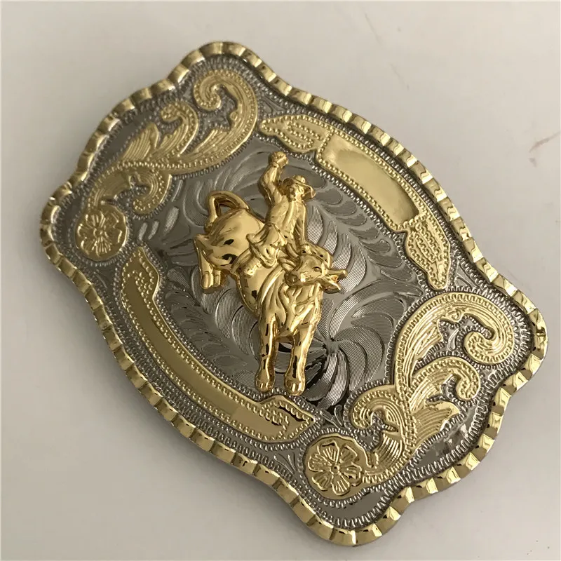 Silver Gold Ride Bull Cowboy Belt Buckle For Men Hebillas Cinturon Jeans Belt Head Fit 4cm Wide Belt289Z