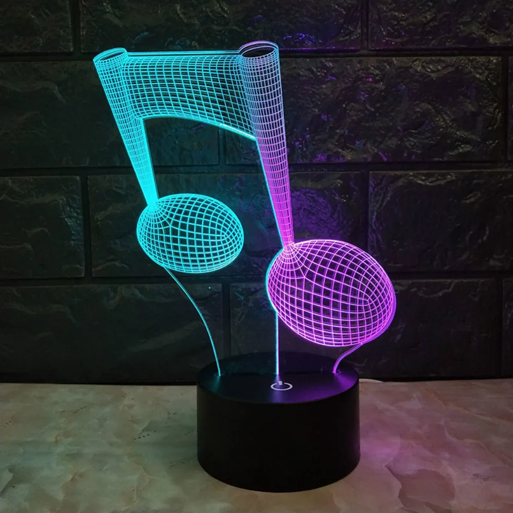 Led Modern Musical Note Night Light 3D Lamp Musical Illusion Luminaria Bedside Lamp Changing Music Mood Lamp hela DRO9825188