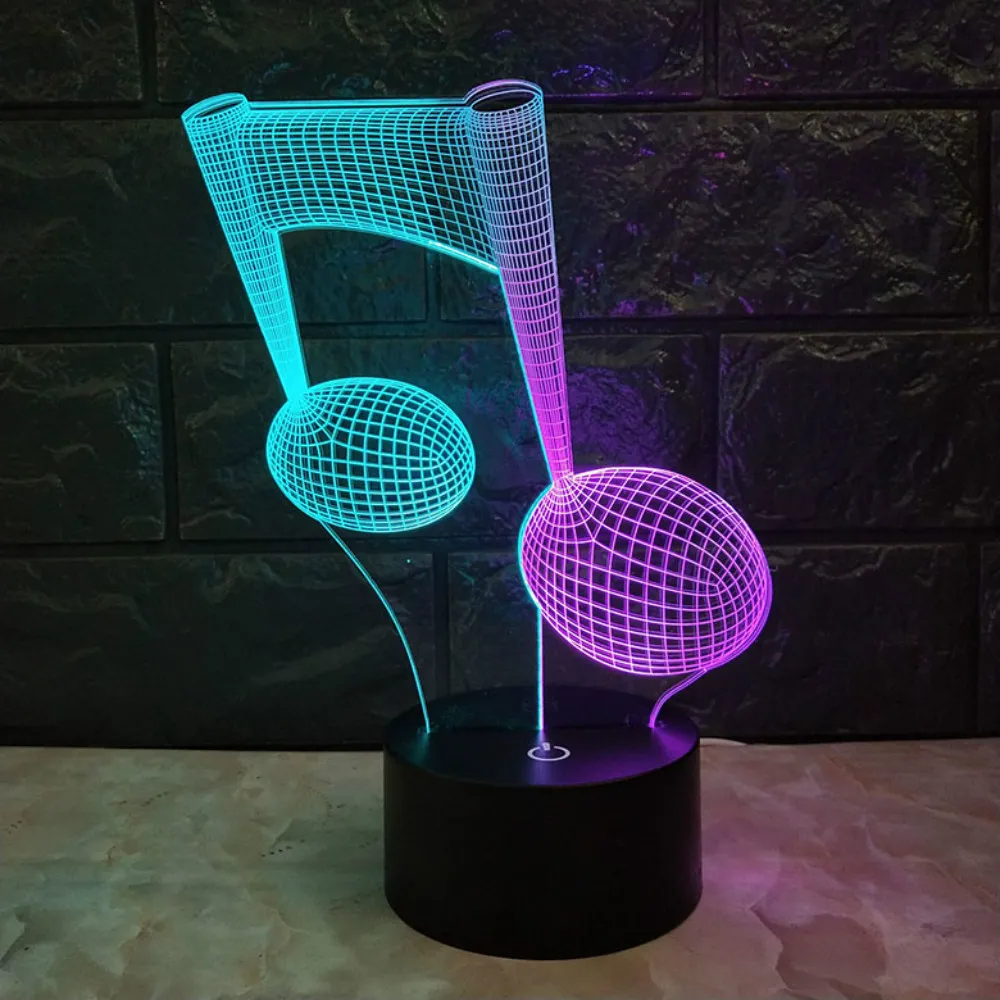 LED moderne note de musique veilleuse 3D lampe Illusion musicale Luminaria lampe de chevet 7 couleurs changeantes lampe d'ambiance musicale entière Dro9825188