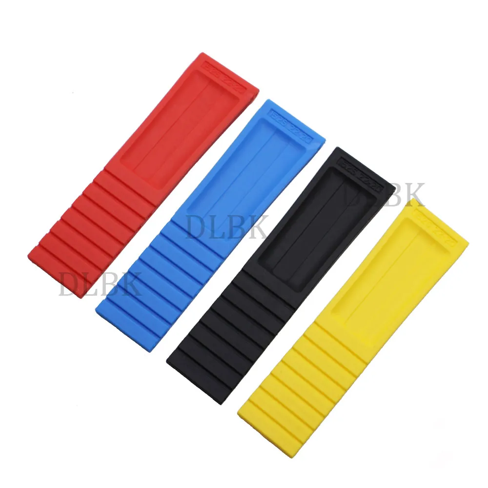 22mm 24mm Bracelets de montre Noir Bleu Rouge Jaune Trou Section Sport Bracelet Bracelet En Caoutchouc De Silicone Sans Boucle pour Breitling Tools242O