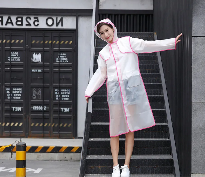 Raincoats EVA Waterproof Frosted Transparent Raincoat Fashionable Women Rainwear Rain Coat Jacket Fringe Clothes Rain Gear WX9-380