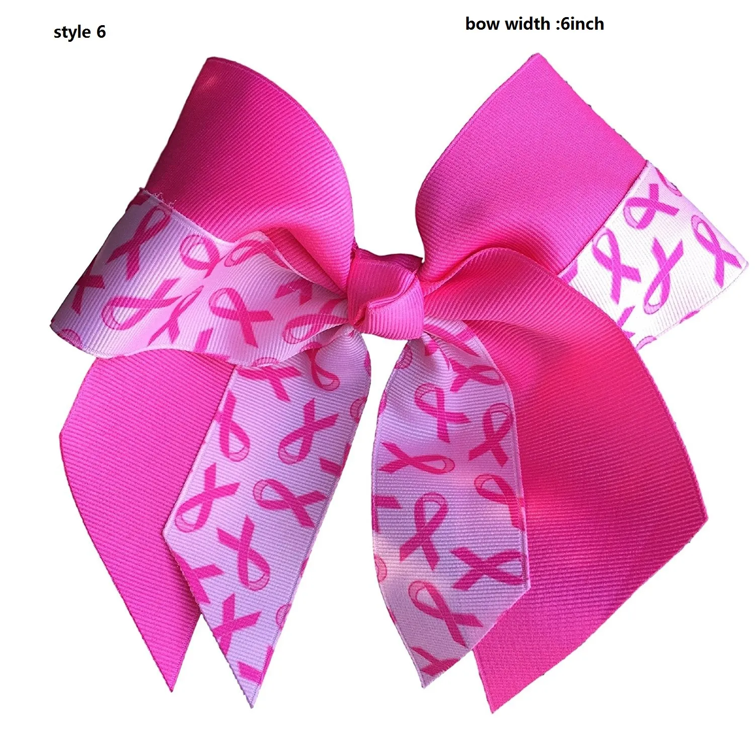 8" Breast Cancer Cheer Bows With Elastic Hair Band For Kids Girls Large Handmade Printed Ribbon Hair Bows Hair Accessories 11style 