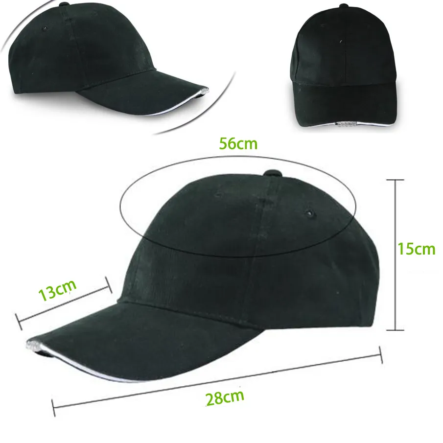 LED Baseball Caps Cotton Black Shining LED Light Ball Caps Glow In Dark Adjustable Snapback Hats Luminous Party Hats