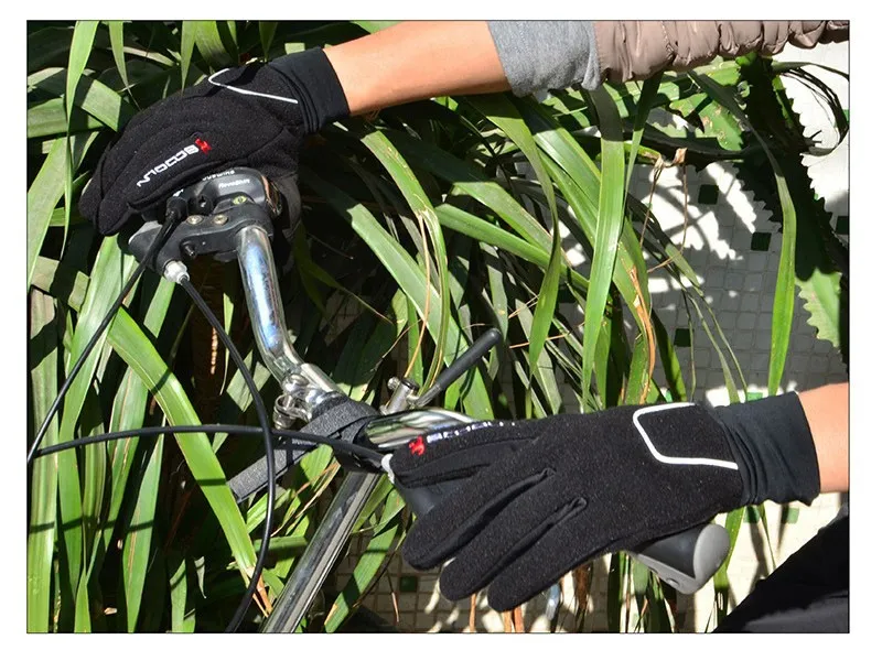 Brand Windproof Fleece Bicycle Gloves Winter MTB Bike Thermal Guantes de po Bicicleta Men Full Finger Cycling Gloves Luvas de goleiro