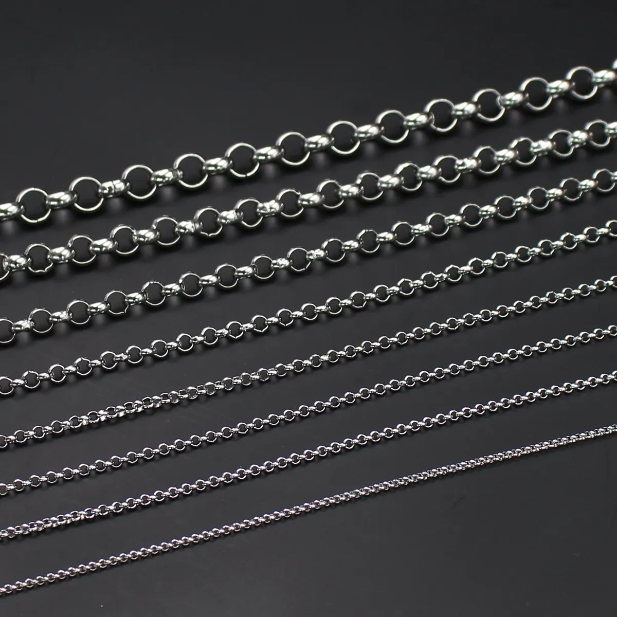 12 mètres entier en acier inoxydable rond Rolo chaîne lien bijoux à bricoler soi-même marquage résultats chaînes 2 5mm 3mm 4mm 6mm299b