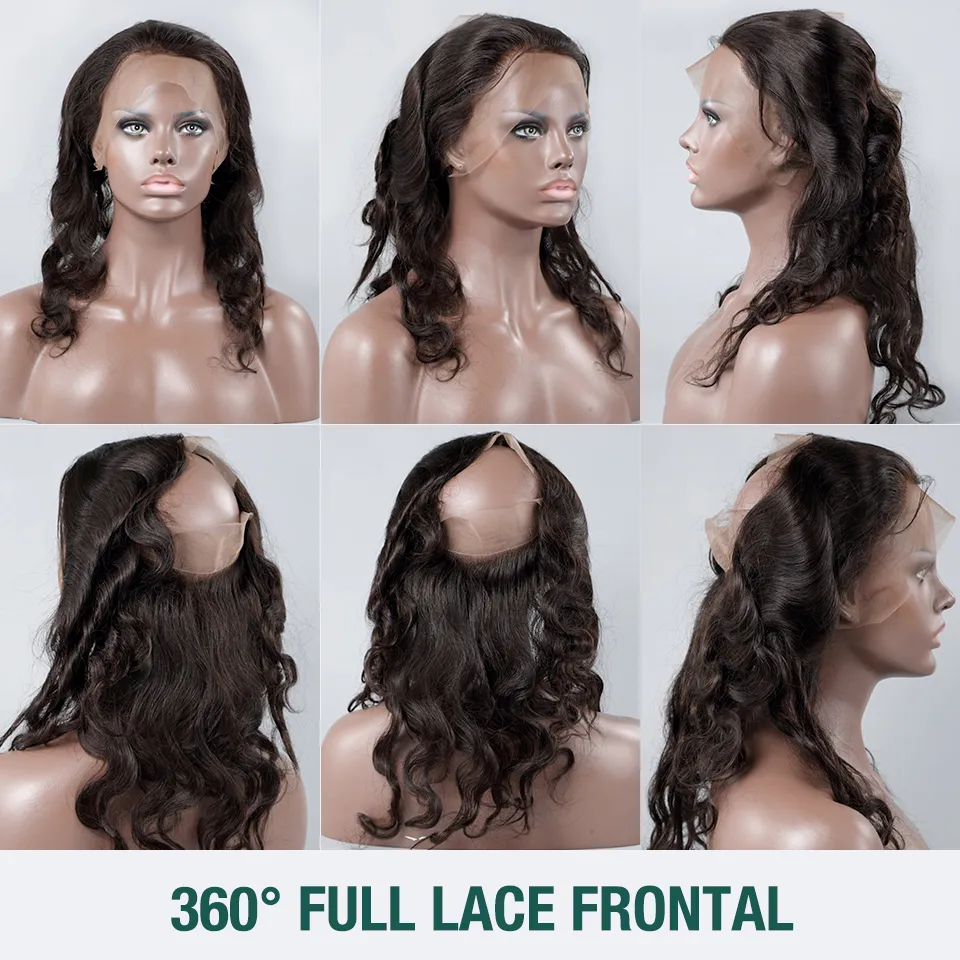 Pre Plucked Full 360 Frontal +2 bundles Brazilian Virgin Hair With Closure 360 Frontal With Bundles Bodywave Virgin Hair