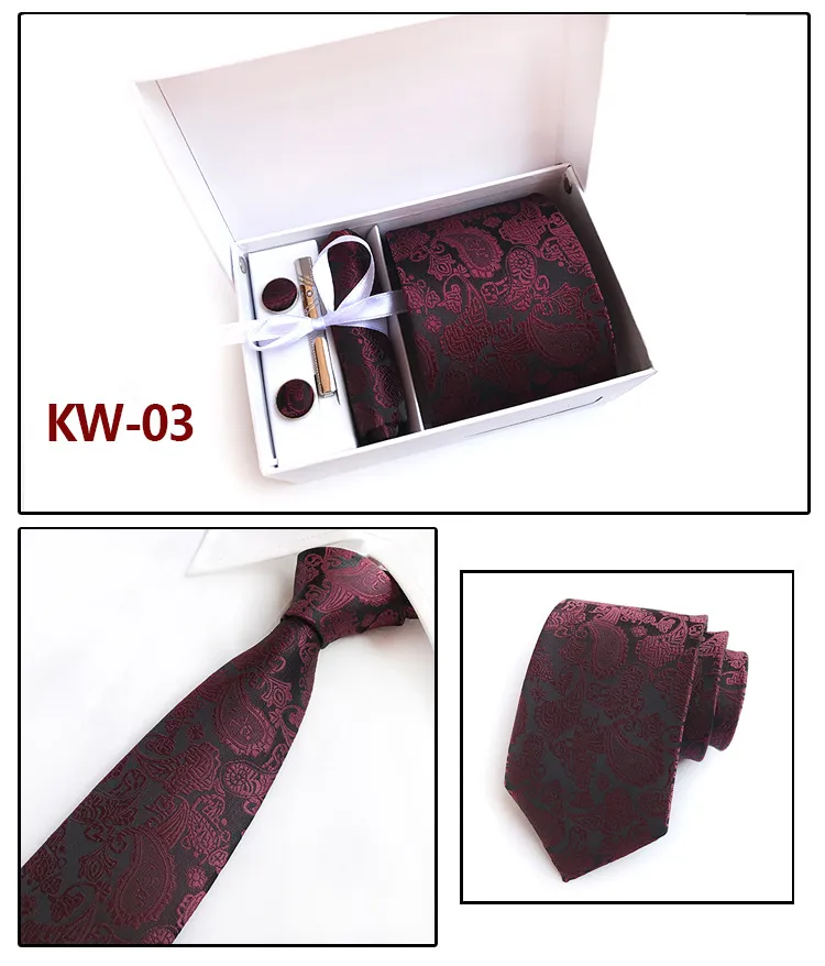New 100% Silk Classic Men Neck Ties Clip Hanky Cufflinks sets Floral brand Formal Wear Business Wedding Party Mens Tie K10199F