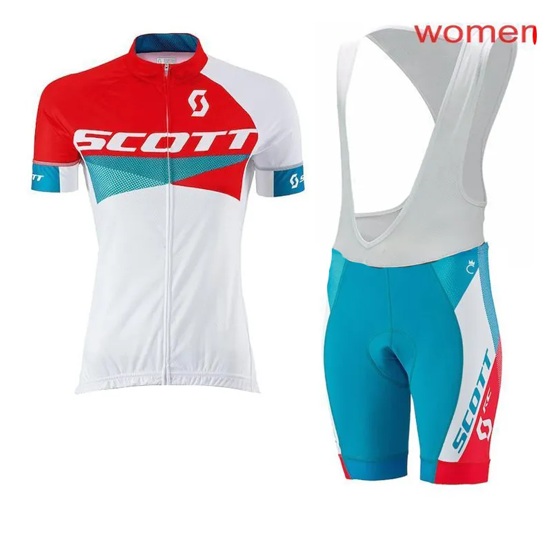 Summer Scott Kobiety Jazda na rowerze Jersey BIB / Spodenki Zestaw MTB Rower Odzież Oddychająca Odzież Rowerowa Krótki Maillot Culotte Y21031911