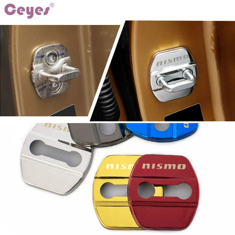 For Nissan Nismo Stainless Steel Car Door Lock Protective Cover Case Auto Accessories Car Styling 