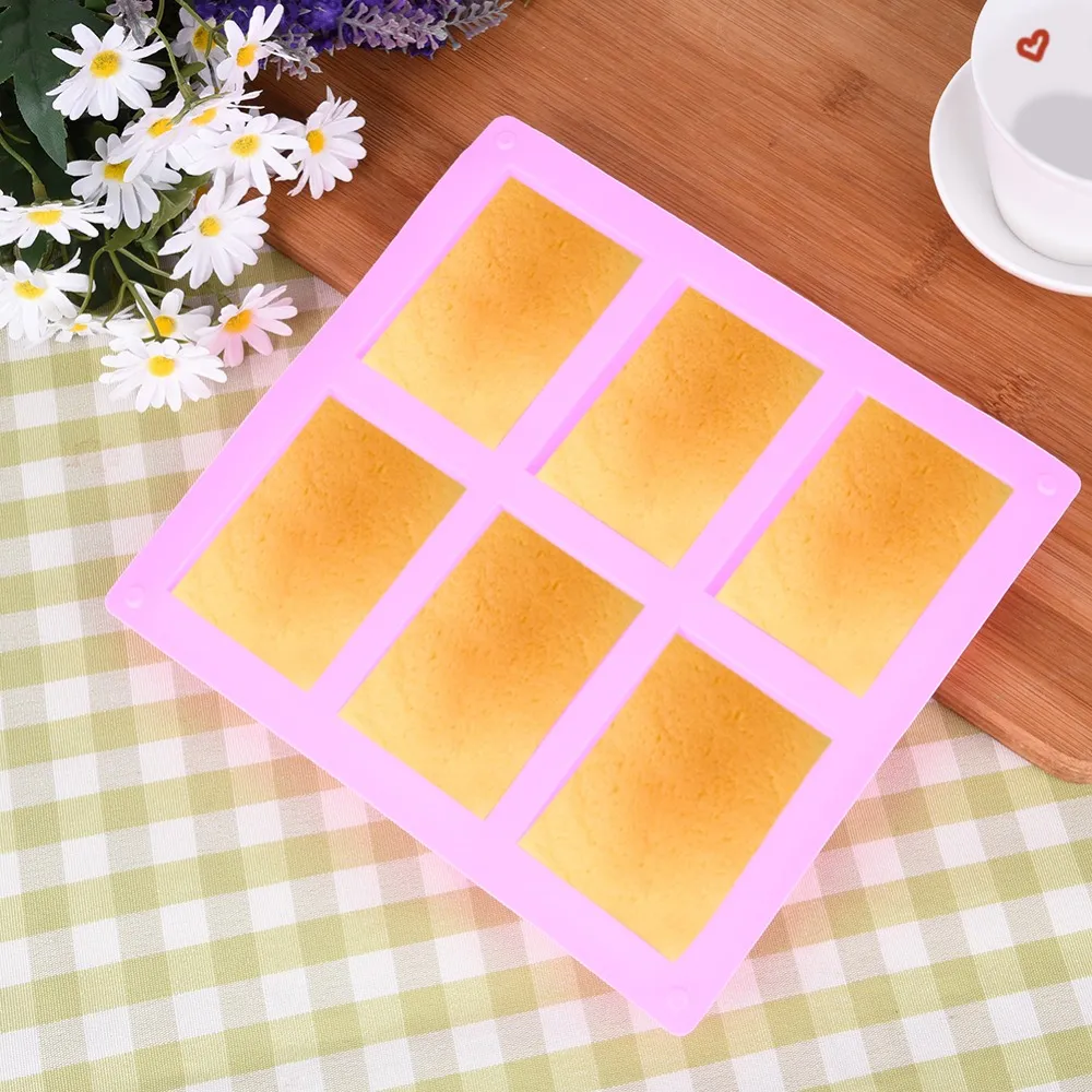 6 Cavities Handmade Rectangle Square Silicone Soap Mold Chocolate DOOKIES Mould Cake Decorating Fondant Molds 279r