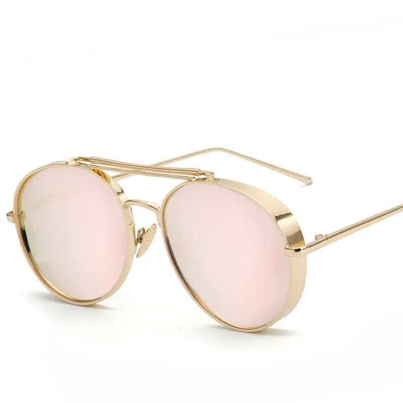 Óculos de sol redondos de moda, designer de marca europeia, óculos de sol polarizados para homens mulheres grossas borda v copos247o