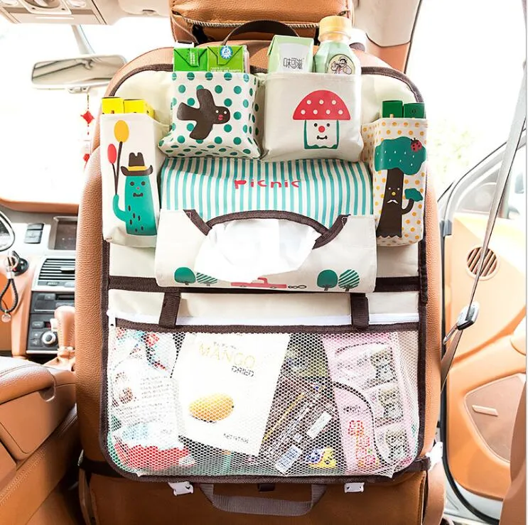 Cartoon Car Seat Back Storage Hang Bag Organizer Car-styling Baby Product Riordino Cura del bambino Interno sedile posteriore Protector