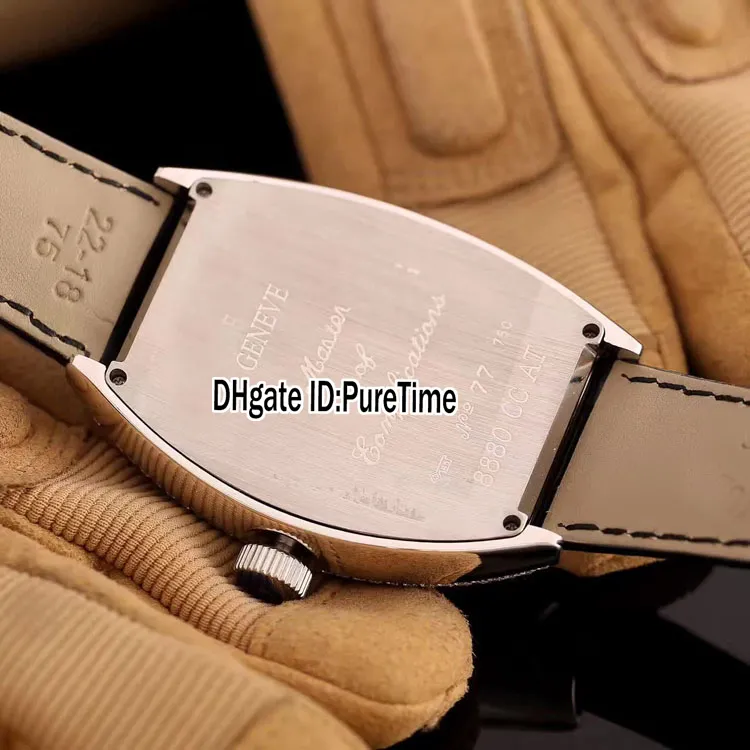 Wersja Casablanca 8880 C DT Diamentowa ramka biała tarcza automatyczna data męska zegarek brązowy skórzany pasek sportowy