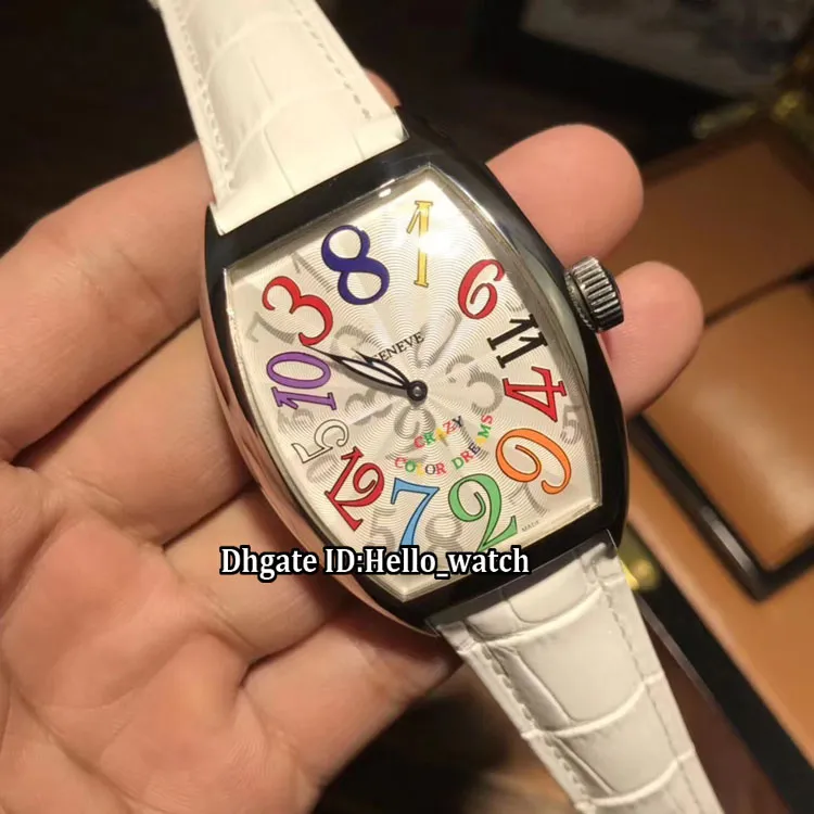 Szalone godziny 8880 CH Color Dreams White Dial Automatyczna męska zegarek Srebrna obudowa biały skórzany pasek sport Nowe gent