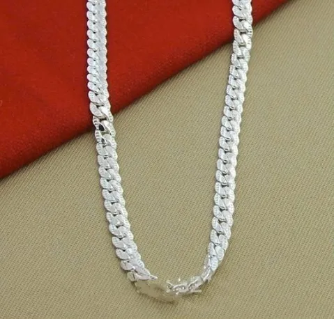 Wysokiej jakości zupełnie nowe damskie męskie męskie samice 925 srebrne łańcuchy figaro naszyjniki naszyjniki