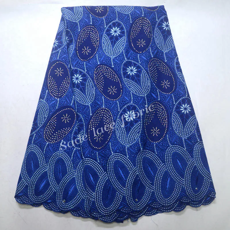 Tissu Royal Blue Swiss Voile Africain Dentelle 