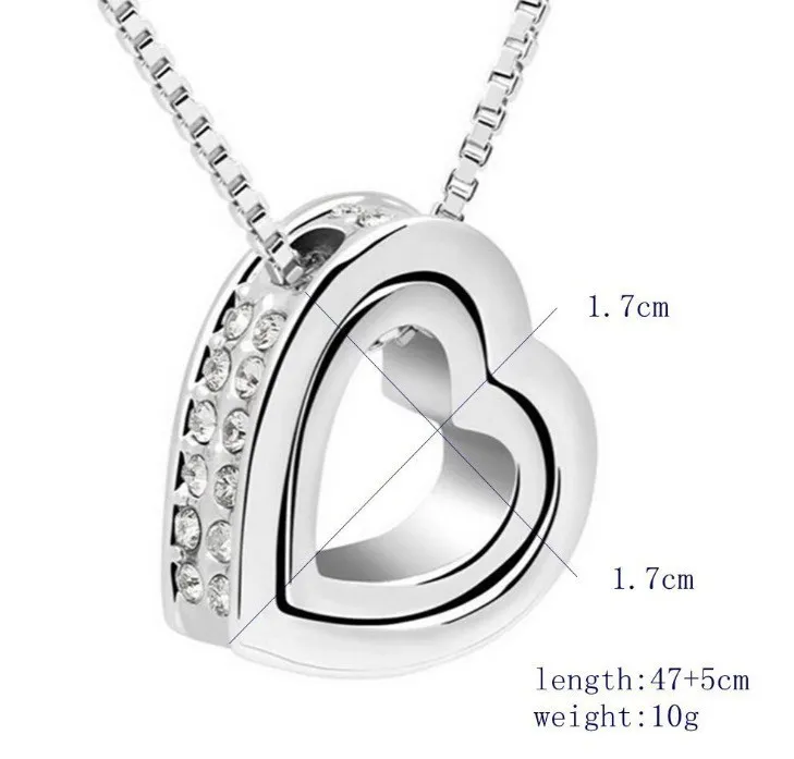 Discount Heart Crystal Necklaces Pendants 18K Gold And Silver Plated Jewellery Jewerly Necklace Women Fashion Jewelry 