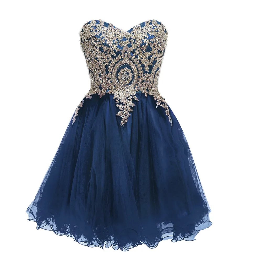 Robes de soirée de bal courtes bordeaux robe de soirée une ligne or appliqué dentelle tulle noir bleu royal pastèque fête cocktail282x