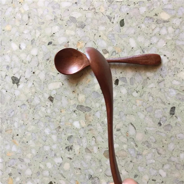 Small Wood Coffee Tea Spoon 12 3cm Brown Wooden Spoons for Sugar Salt Jam Mustard Ice Cream Natural Wooden Handmade Fre225Z