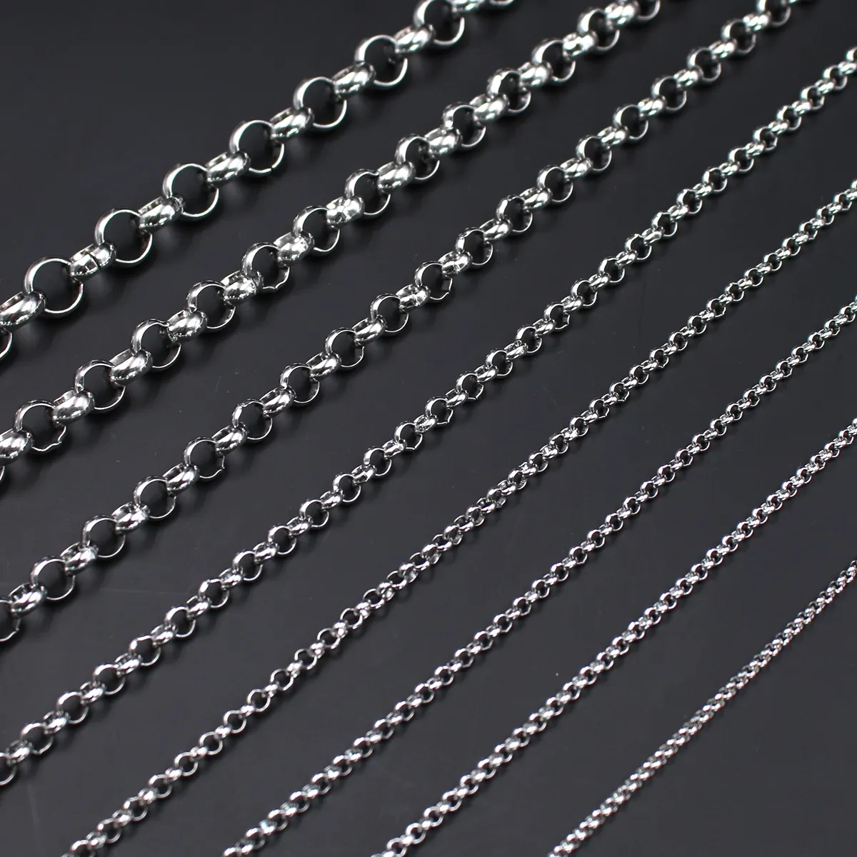 12 mètres entier en acier inoxydable rond Rolo chaîne lien bijoux à bricoler soi-même marquage résultats chaînes 2 5mm 3mm 4mm 6mm233O