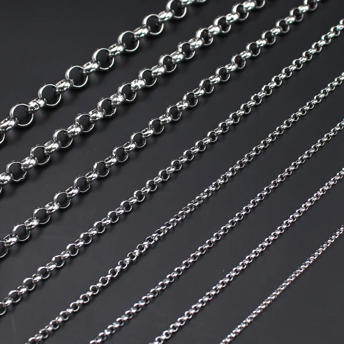 12meter whole stainless steel Round Rolo Chain Link DIY Jewelry Marking findings chains 2 5mm 3mm 4mm 6mm299b