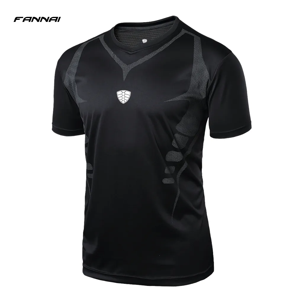 Alta Qualidade Manga Curta Esporte Camisa Dos Homens Quick Seco Masculino Running Camisetas Ginásio Roupas de Ginásio Top Mens Rashgard Futebol Jerse Y1890402