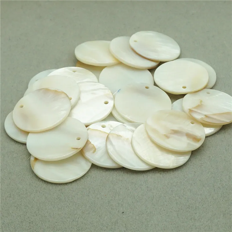 100 шт./лот 35 мм круглые натуральные белые бусины-ракушки подходят для изготовления ювелирных сережек, свободные бусины-ракушки с отверстием, DIY ювелирные изделия 281m