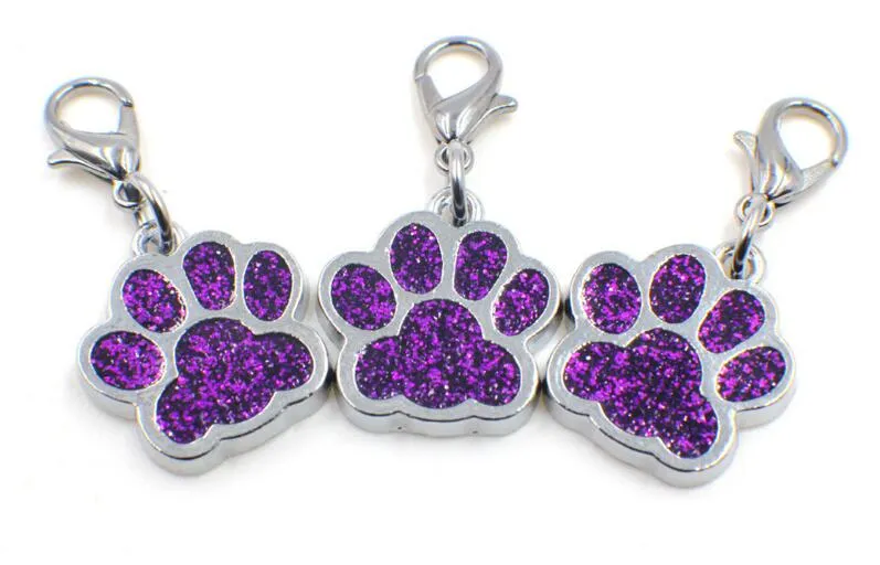 50 pçs / lote Bling cão urso pata pegada com fecho lagosta diy pendurar pingente encantos apto para chaveiros colar saco making329n