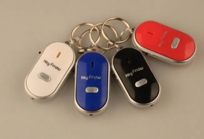 200 stücke Anti Verloren LED Schlüssel Finden Locator 4 Farben Stimme Sound Whistle Control Locators Keychain2986