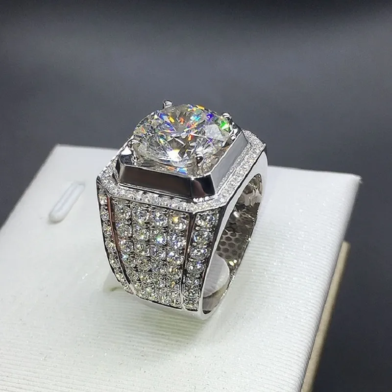 Nieuwe mode heren trouwringen sieraden hoge kwaliteit dames edelsteen verlovingsringen gesimuleerde diamant zilveren ringen