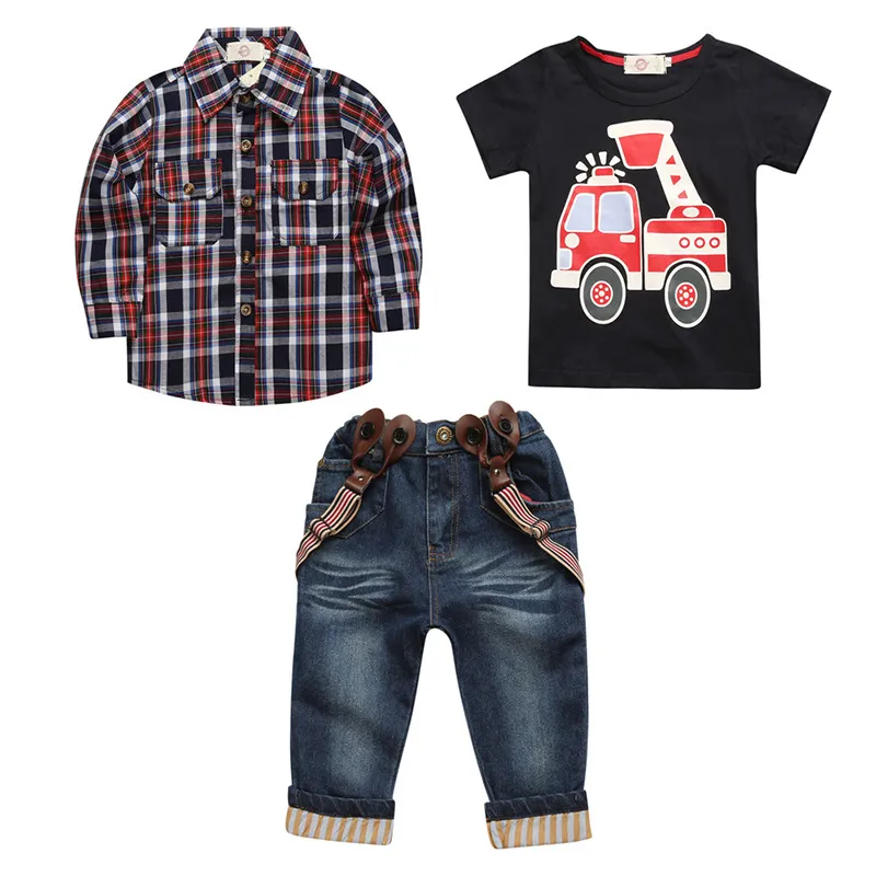 Children Clothing Sets Autumn Baby Boys Dress Coat+T-shirt+Pants Set Kids Casual Clothes Outfits 2-7Years