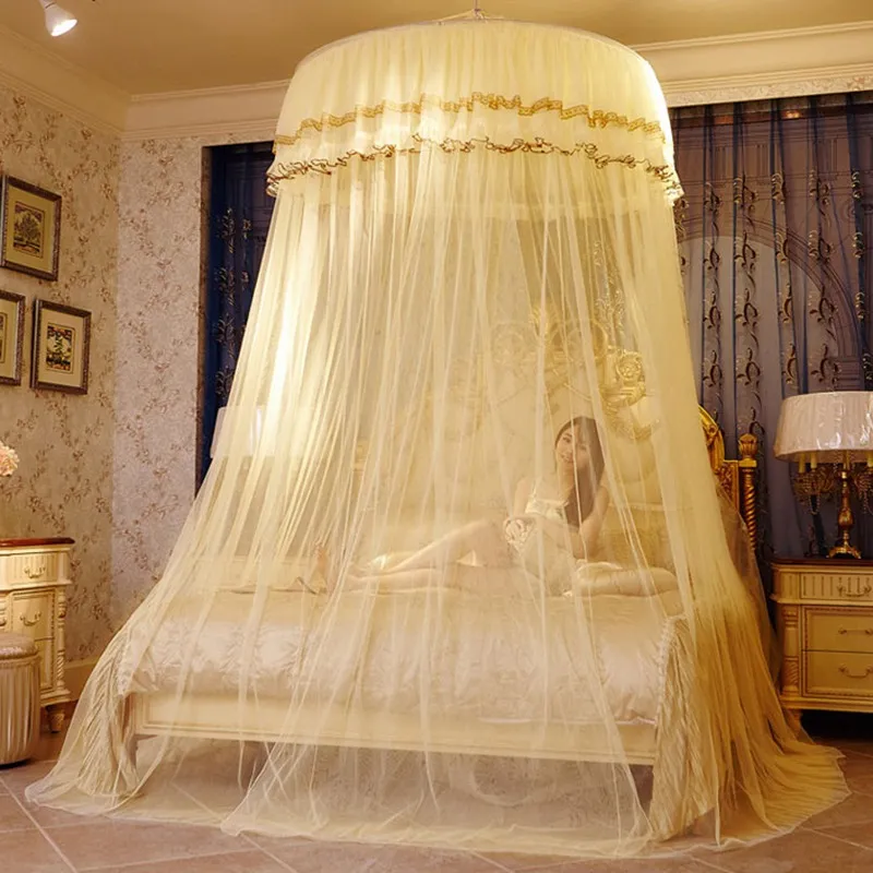Romantik Sivrisinek Net Prenses Böcek Net Hung Dome Yatak Kanopileri Yetişkinler Netting Dantel Yuvarlak Sivrisinek Perdeleri Çift Yatak için 3165