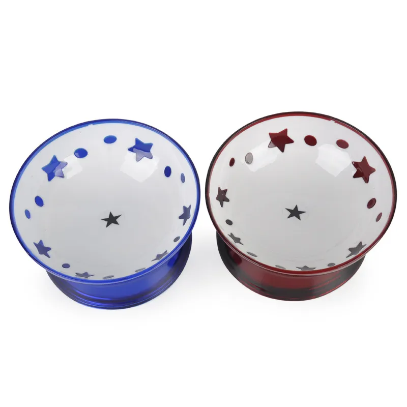 Dog & Cat Elevated Bowl with Non-Slip Prevent Chocking Easy Get food Tilted Star Bullfighting Short Nose Dog Skid Resistant Wear B300M