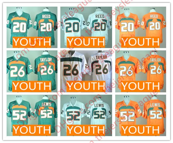 Youth Miami Hurricanes Kids #20 Ed Reed 26 