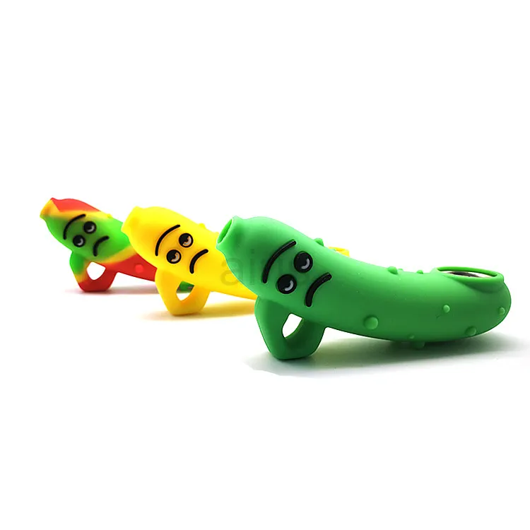 new style cucumber Hand pipe silicone Pipes with matel bowl Spoon Pipe Bongs Oil Nail Hand Pipe Smoking Accessories8018430