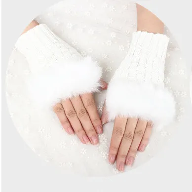 e de mélange de laine fausse fourrure de lapin femmes Gants sans doigts tricotés au Crochet Gants d'hiver mitaines chaudes Gants Femme pour Lady Girls3086